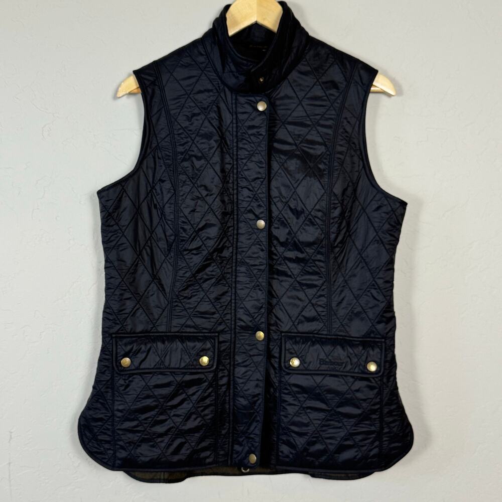 Barbour Black Quilted Sleeveless Vest with Gold-Tone Snaps